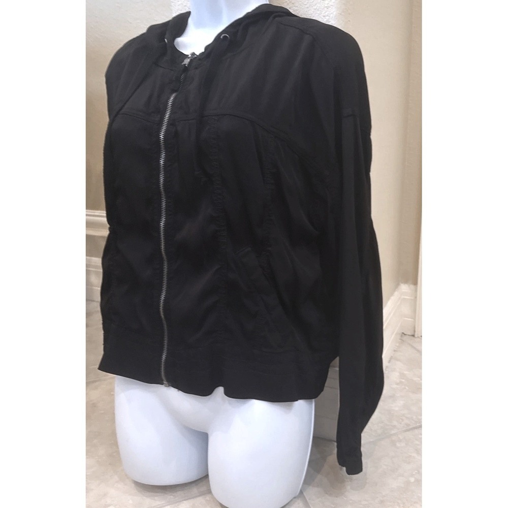 Marrakech Black Cupro Blend Full Zip Hooded Jacket RR50449KT Womens Medium‎